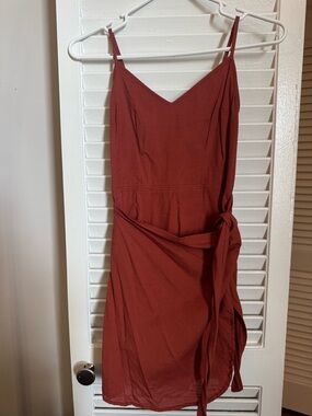 Abercrombie & Fitch Rust Red Tie-Waist Mini Slip Dress
